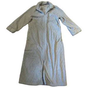 Vintage Oscar De La Renta Zip Front Baby Blue Quilted Robe - Picture 1 of 8