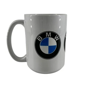 BMW Logo White Ceramic Coffee Mug – 15 oz Black Blue Emblem Auto Enthusiast Gift - Picture 1 of 6