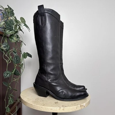 Botas de colección Nine West años 2000 hasta la rodilla punta cuadrada campus occidental talla 8 Foto 1 de 4