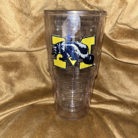 University of Michigan Wolverines 16oz Insulated Tumbler Tervis Travel Cup Used* Cover