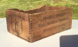Antique Advertising Walter Baker Dorchester Mass Wooden Chocolate 6 LB Ship Box - Picture 1 of 1