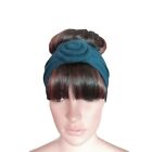 Teal Blue Headband. Flower Head Wrap. Stretch Hairband. Head Piece. Hair Wrap