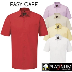 Mens Plain Easy Care Shirts Dress Shirt Collared Everyday Casual Short Sleeve UK - Picture 1 of 12