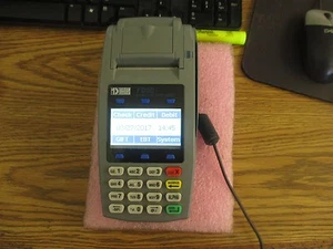 First Data: FD-50 Data Terminal. P/N: 001304064 with Adapter. Tested Good - Picture 1 of 4