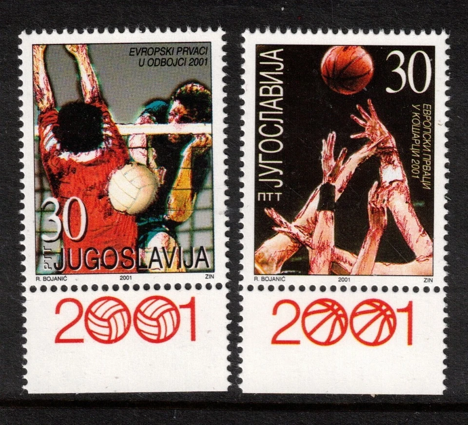 Yugoslavia Sc 2535-6 MNH de 2001 - Deporte - Voleibol, Baloncesto - HM05 Foto 1 de 1