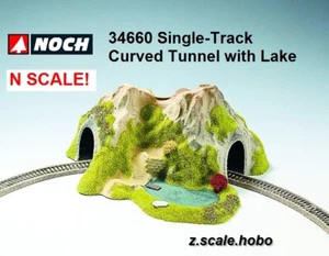 NOCH 34660 N Scale Single Track Curved Tunnel Scenery with Pond NEW *USA Dealer* - Picture 1 of 1