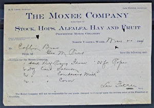 The Moxee Company - North Yakima Wa 1901 Bestellung für Sarg Bros EPH145 - Bild 1 von 2