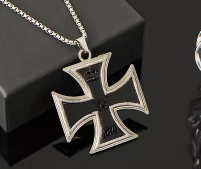 Kette Halskette mit Anhänger Geschenk Metalll Messing Eisernes Kreuz 1870 Herren - Bild 1 von 4