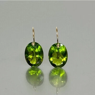 10k Solid Gold Peridot Earring Green Gemstone Earring August Birthstone Earring - Image 1 of 4
