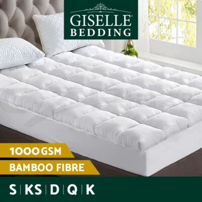 Giselle Bedding Bamboo Fibre Pillowtop Mattress Topper 1000GSM Cover All Size - image 1 of 4