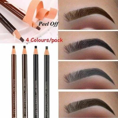4Pcs Waterproof Microblading Eyebrow Peel-off Pencil Eye Brow Pen Makeup Beauty - Image 1 of 4