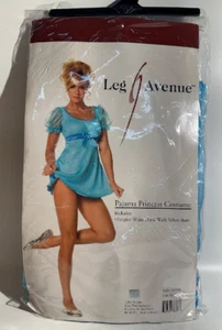 Leg Avenue Pajama Princess Costume M/L Blue Empire Waist Dress Velvet Bow Hallow - Picture 1 of 2