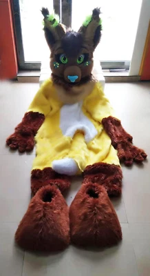 Halloween Long Fur Husky Dog Fox Fursuit Mascot Costume Suit Cosplay Dress #372 - Image 1 of 3