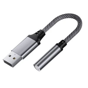Silver Gray USB To 3.5mm Auditory Cable For Headphones And Microphones - Afbeelding 1 van 8