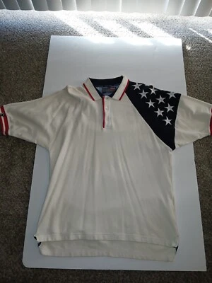 Camisa Polo Para Hombre XL Blanca con Estrellas Patrióticas en Manga EE. UU. Pullover Camisa A29 Foto 1 de 4
