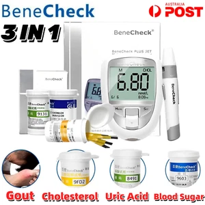 3IN1 Blood Sugar Glucose Monitor Diabete Uric Acid Glucose Cholesterol Tester AU - Picture 1 of 12