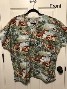 Surfer Woody Beach Wagon Scrubs Top with Pocket - Picture 1 of 10