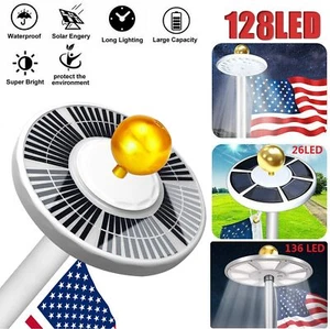 Outdoor Solar Powered Flag Pole Light 26 LED Auto Active Super Bright Waterproof - Picture 1 of 10