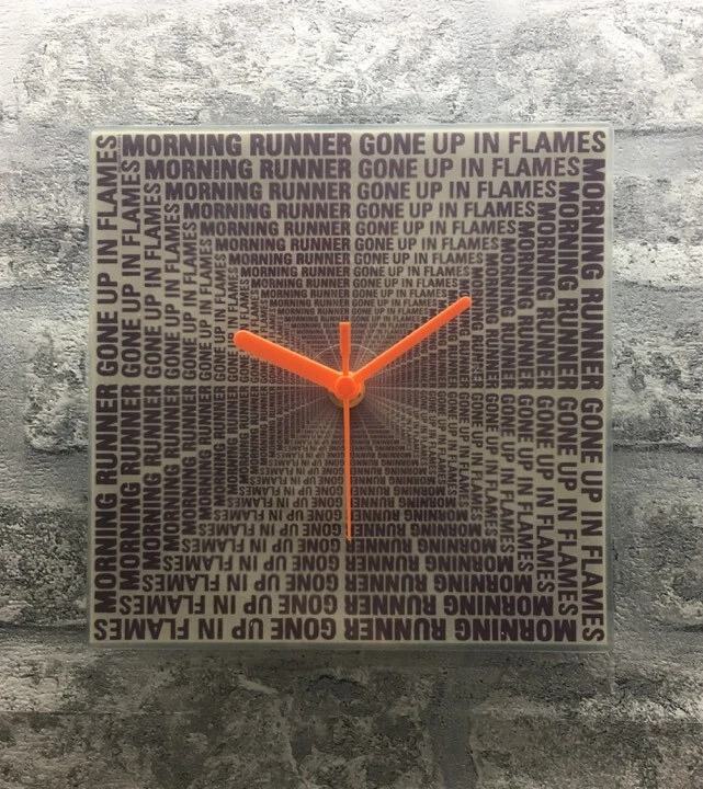 Orange WALL CLOCK MOUNTED MORNING RUNNER Gone up in Flames Picture Disc Vinyl  - Image 1 of 4