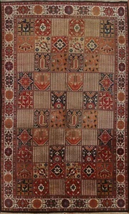 Alfombra oriental tradicional tradicional de lana india Agra diseño de jardín 6x10 - Imagen 1 de 12
