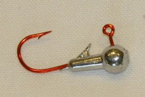 19 Stück 3/32 Unzen Rundkopf Crappie Angeln Jigs Rot Aberdeen Haken - Bild 1 von 1