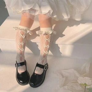 Bow Gauze Korean Style Stockings Girls Long Socks Knee High Socks Kids Hosiery - Picture 1 of 26