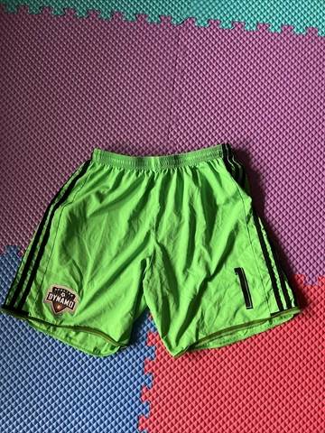 Adidas Houston Dynamo Soccer Shorts Player Issue # 1 Size Large Climacool Green Cover
