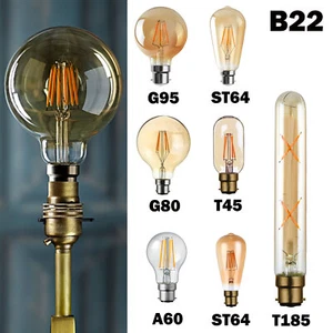 Antique Style Edison Vintage LED Light Bulbs A+Industrial Filament Lamp Bulb B22 - Picture 1 of 91