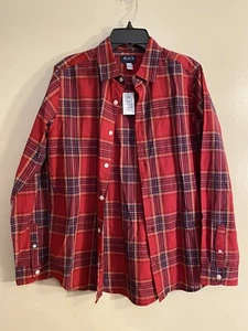NWT Children’s Place Boys Red Cotton Plaid Long Sleeve Button Up Shirt 16 XXL - Picture 1 of 4