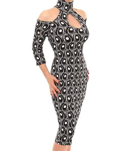 New Black and White Cut out Choker Dress - Knee Length - Picture 1 of 3