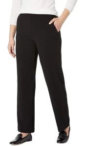 Briggs New York Women's Flat Front Pull On Trousers Slimming Black UK 12 BNWT - Picture 1 of 4