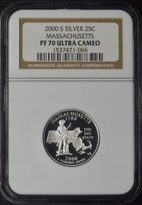 2000-S Massachusetts Silver State Quarter - NGC PF70 Ultra Cameo - ✪COINGIANTS✪ - Picture 1 of 2