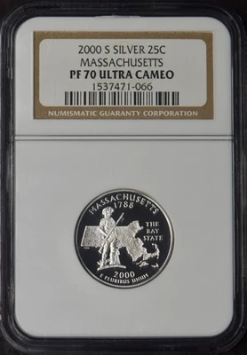 2000-S Massachusetts Silver State Quarter - NGC PF70 Ultra Cameo - ✪COINGIANTS✪ - Image 1 of 2