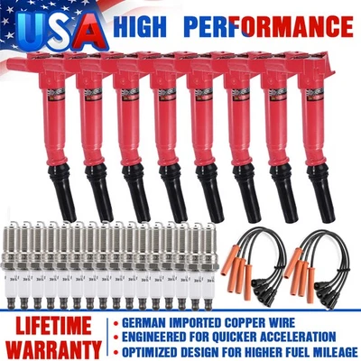 8 Ignition Coil &Spark Plug & Wire UF639 DG526 For Ford F250 F350 Super Duty 6.2 - Image 1 of 4