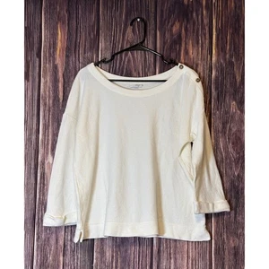 Top Jill Tejido Gofre Botón Mujer L Crema Cuarto Manga Informal Cómodo - Imagen 1 de 13