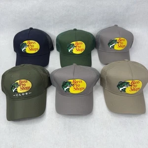 Lot of 6 Bass Pro Shops Hats Caps Trucker Style Mesh Green Blue Gray Tan OSFM - Picture 1 of 10