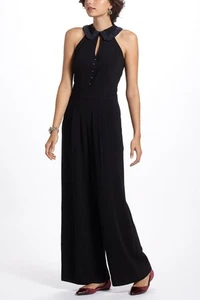 Anthropologie x Elevenses schwarz Perlen ärmellos Twee weites Bein Overall Größe 6 - Bild 1 von 12