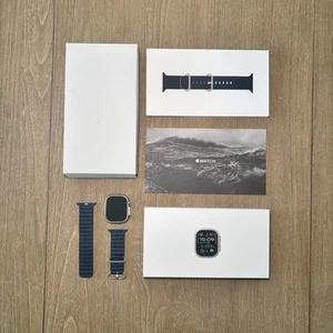 Apple Watch Ultra 2 49mm Titanium Case with Ocean Band - Blue, One Size (GPS... - Zdjęcie 1 z 11