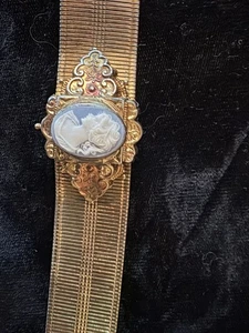 Vintage blaue Kamee 7" Armband goldfarben - Bild 1 von 4