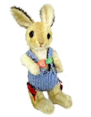 Vtg 1950s Steiff EASTER BUNNY rabbit mohair swivel head arms 9" + ears big eyes - Image 1 of 4
