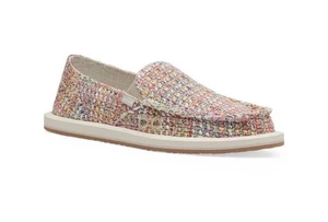 SANUK Donna Summer Tweed Loafers Rainbow Knit Slip On Knit Shoes Sandals 8 NEW - Picture 1 of 13