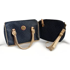 Borsa JP e borsa a mano 2n1 blu navy marrone logo dimonds tracolla inclusa 10 in 8 pollici - Foto 1 di 14