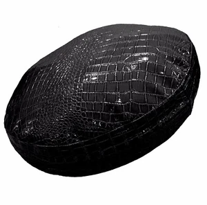 pd1001r Black Round Faux Crocodile Glossy Leather Cushion Cover Custom Size - Picture 1 of 5