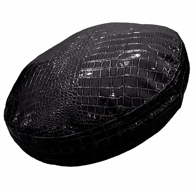 pd1001r Black Round Faux Crocodile Glossy Leather Cushion Cover Custom Size - Image 1 of 4