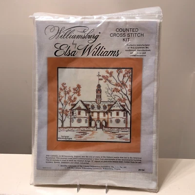 Elsa Williams Williamsburg Virgnia Capitol Linen Counted Cross Stitch Kit VTG 79 - Image 1 of 4