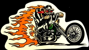 PEGATINA HOT ROD ""LLAMAS DE HELICÓPTERO DE MOTOCICLETA"" 3 1/4 X 2"" ¡MUY BRILLANTE Y GENIAL!!¡! - Imagen 1 de 2