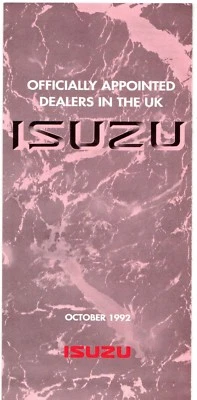 Isuzu Dealer List 1992-1993 UK Market Foldout Brochure - Image 1 of 2
