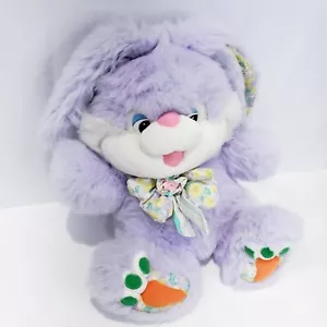 Vintage Large Easter Bunny Rabbit Plush Purple Stuffed Toy Carrot Bow Soft Decor - Picture 1 of 12