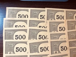 Vtg 1965 Monopoly Money Only ~ 25 Gold Five Hundred Dollar Bills ~ Replacement - Picture 1 of 5
