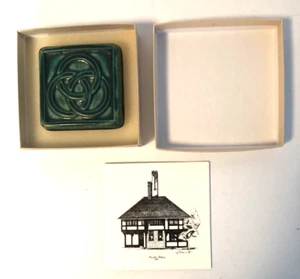Historic Trinity Lutheran Church Pewabic Tile Detroit 3x3 Green Triune God Jesus - Picture 1 of 9